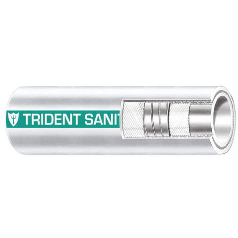 Trident Marine 1-1/2" x 50' Coil Premium Marine Sanitation Hose - White w/Green Stripe — 02